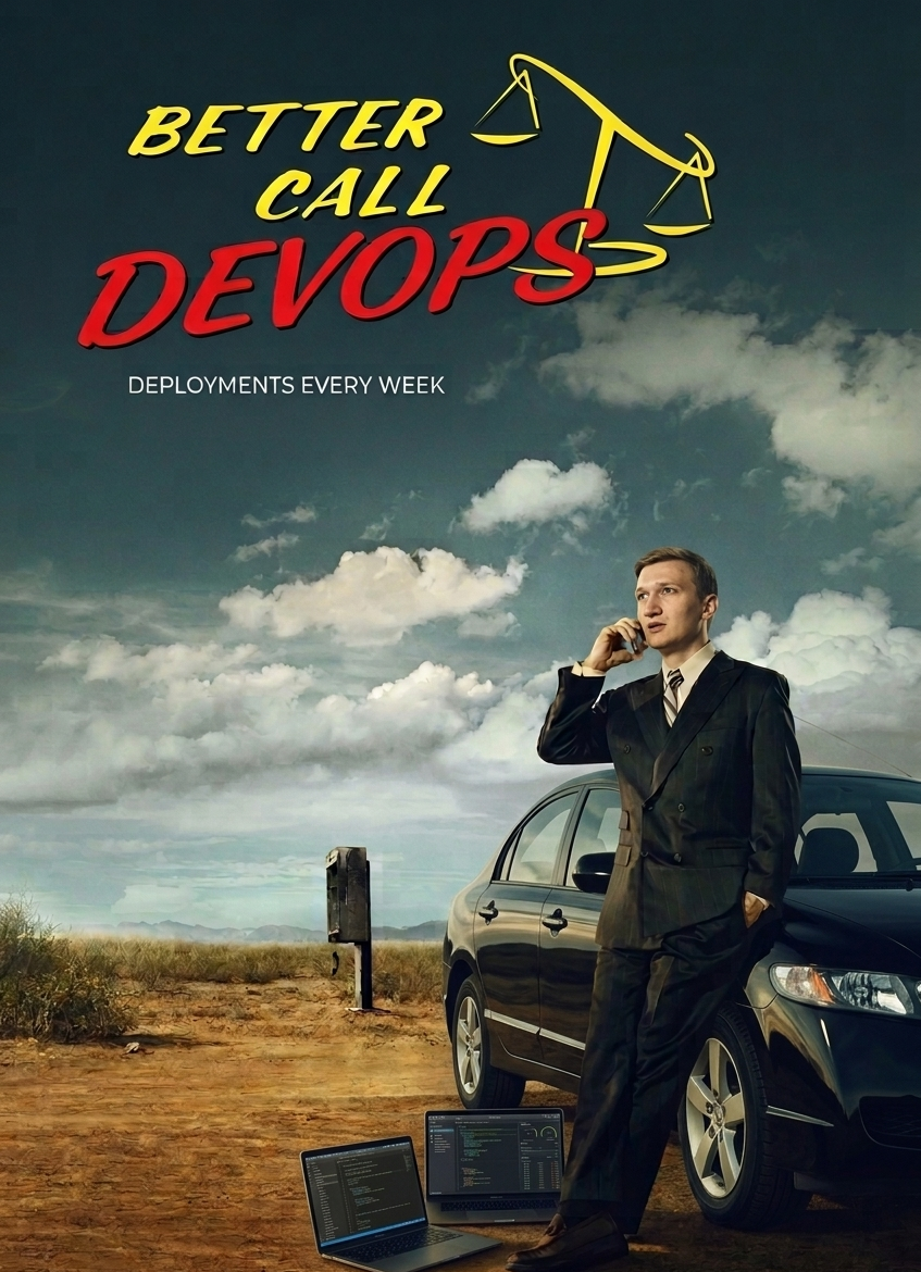 Ivan in a double-breasted suit leaning against a black sedan in a desert scene, holding a phone, with laptops at his feet